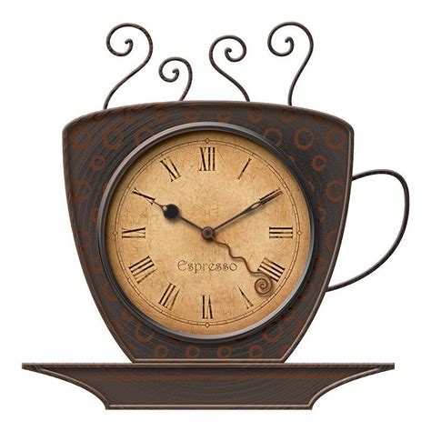 FirsTime Coffee Cup Wall Clock, Brown | Coffee wall decor, Wall clock, Clock decor