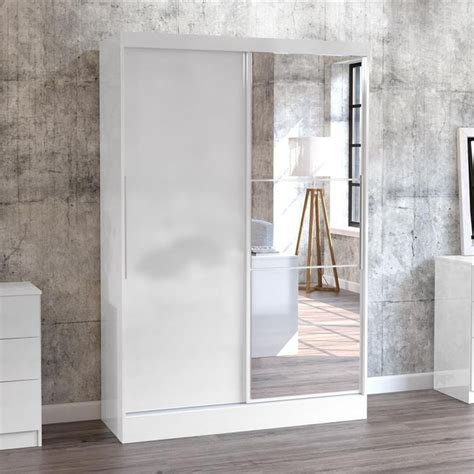 Lynx 2 Door Sliding Mirrored Wardrobe White