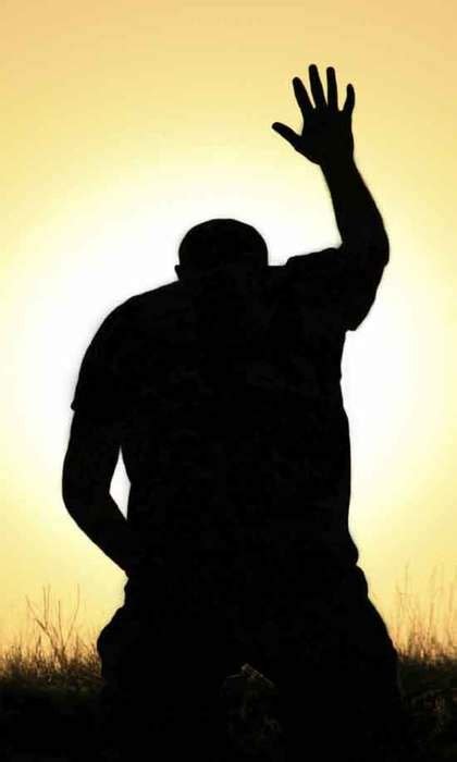 Picture of Man Praying On Knees silhouette free image download