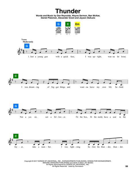 Imagine Dragons "Thunder" Sheet Music Notes | Download Printable PDF Score 251272