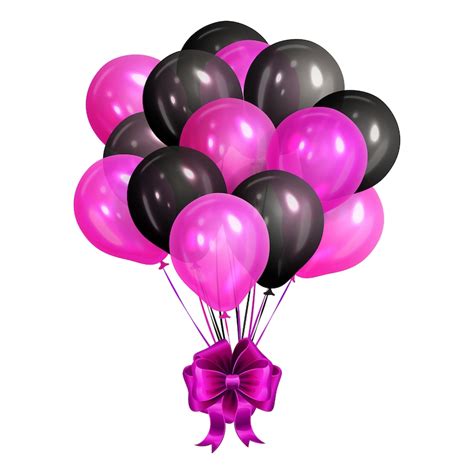 Hot Pink & Black Balloon Bouquet with Bow Cut Out Birthday | Etsy