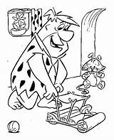 Fred Flintstone Playing Coloring Page  Free Printable Pages sketch template