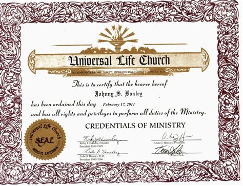 Free Ordination Certificate Template - Sample Professional Templates