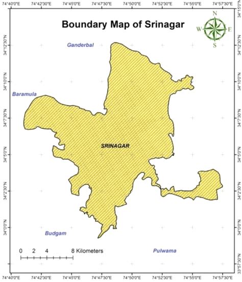 Boundary map of Srinagar (source: SMC). | Download Scientific Diagram