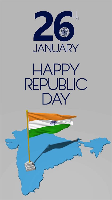 Happy Republic Day of India, Indian Flag Waving in The Wind, map of India, 26th January ...