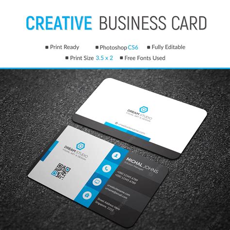 Premium PSD | Blue and black business card mockup