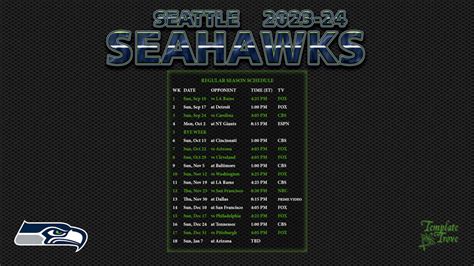 2023-2024 Seattle Seahawks Wallpaper Schedule