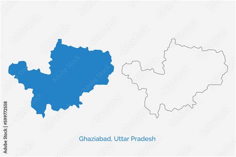 Ghaziabad district (Uttar Pradesh State, Republic of India) map vector ...