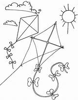 Sunny Flying Kite Themed Coloring Page For Kids  Pages sketch template