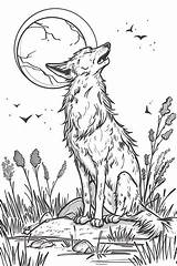 Wolf Howling Coloring Page Line Art  Premium AI Generated Image sketch template