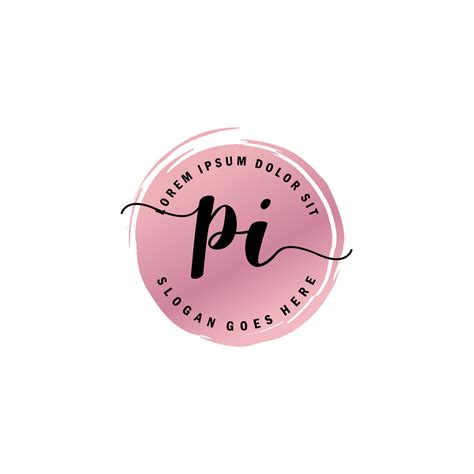 PI Initial Letter handwriting logo with circle brush template vector ...