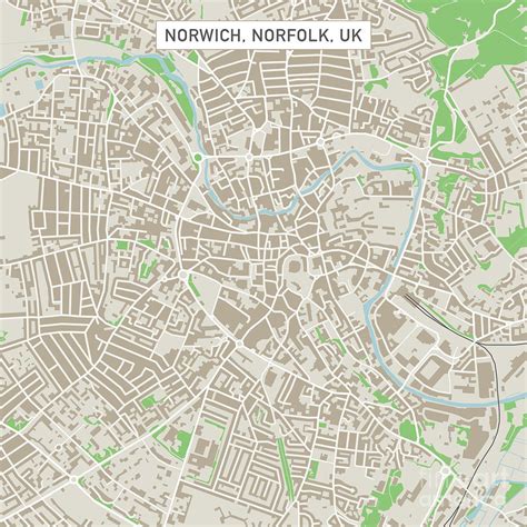 Norwich Norfolk UK City Street Map Digital Art by Frank Ramspott