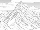 Fascinating Mountain Coloring Sheet  Page sketch template