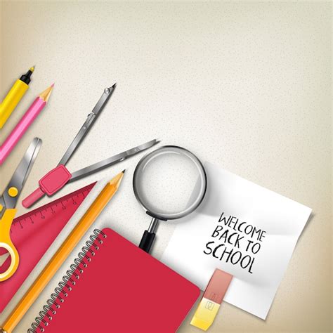 Premium Vector | Welcome back to school poster with school supplies