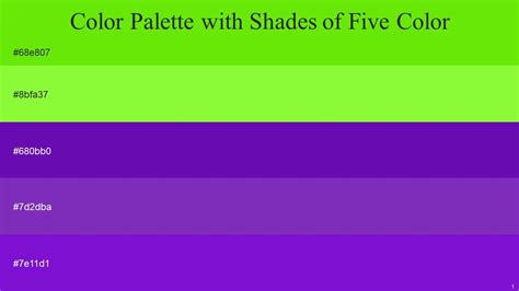 Color Palette With Five Shade Bright Green Green Yellow Purple Purple Heart Electric Violet