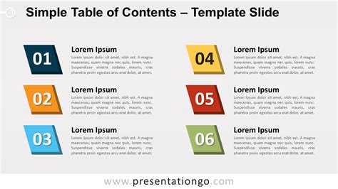 Table Of Contents Ppt