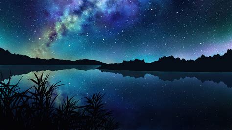 Anime Starry Night Sky Wallpaper Hd Anime Night Sky Stars Clouds | The Best Porn Website