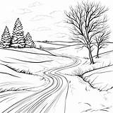 Snowy Road Coloring Page For Relaxation And Creativity Stock  sketch template