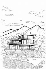 House On A Slope – Coloring Book Pixel Ecstasy sketch template