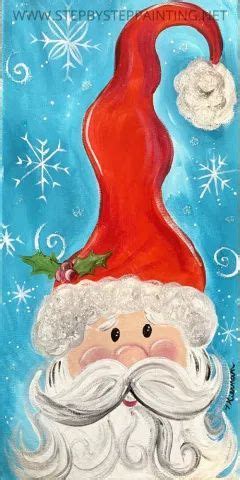 a painting of santa claus with snowflakes