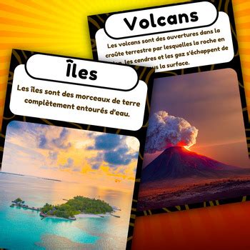 Landforms Definitions Flash Cards in French, Real Pictures, Les Formes du Relief