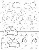 cars On street And Nature coloring Page For Kids You Can Print It  sketch template