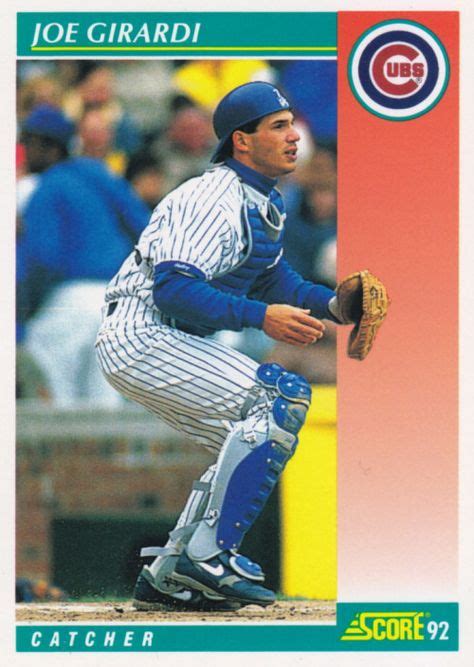 Random Baseball Card #3828: Joe Girardi, catcher, Chicago Cubs, 1992, Score. | Baseball, Chicago ...