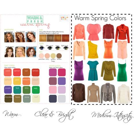 Warm spring colors are warm, bright and clear with a light to medium intensity. People with this ...