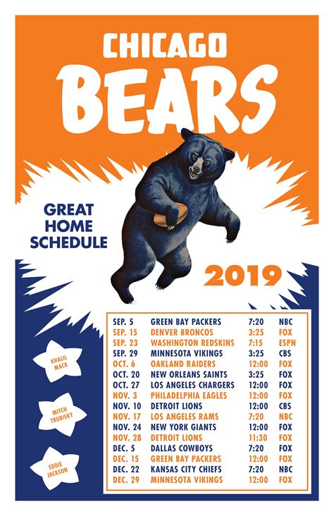 2019 Bears Printable Schedule Poster : CHIBears