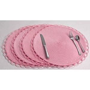 Amazon.com - Chelsea Round Woven Placemats, Set of 4 in Pink - Place Mats