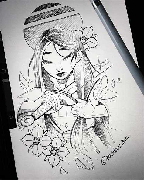 Mulan's Story in a painting on We Heart It | Disney drawings sketches ...