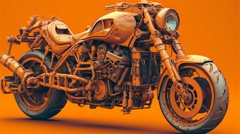 Premium Photo | A vintage custom motorcycle on a orange background