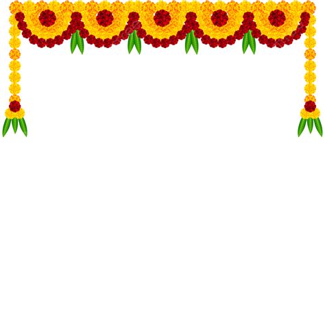 Indian Festival Door Toran Decoration With Marigold Vector Design, Marigold Toran Door Border ...