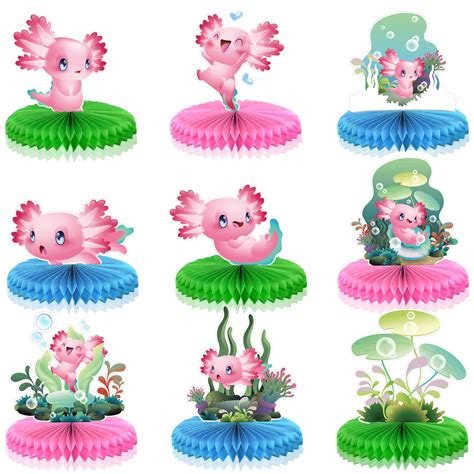 Buy 9 Pcs Axolotl Birthday Party Decorations Axolotl Table Topper Cute Axolotl Centerpiece Table ...