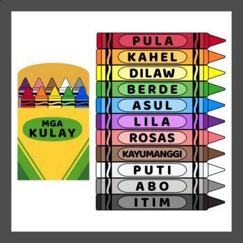 Crayons in Tagalog / Colors in Tagalog (High Resolution) | Tagalog, Filipino words, Tagalog words