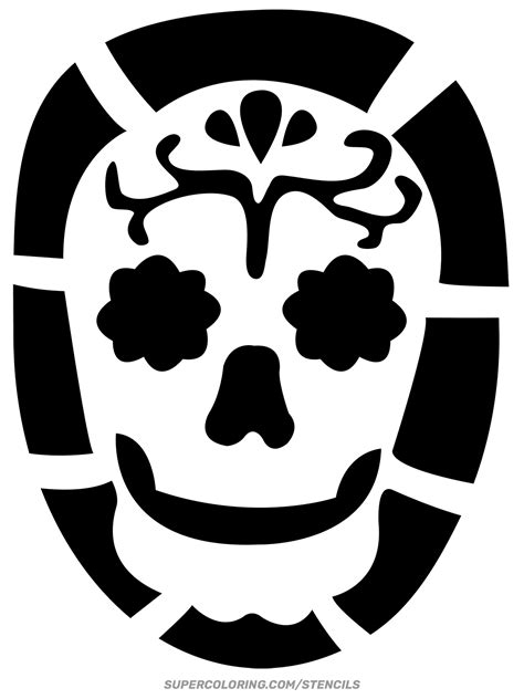 Sugar Skull Pumpkin Stencil | Free Printable Papercraft Templates
