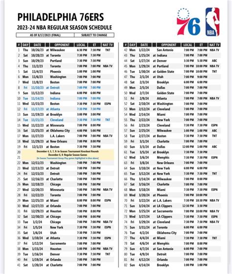 Philadelphia 76ers 2023-24 regular season schedule officially released