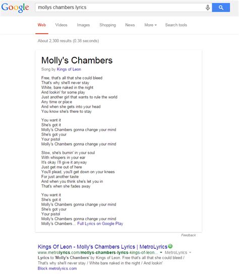 Google Begins Showing Song Lyrics in Search Results via Knowledge Graph