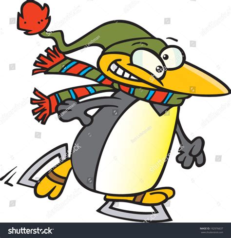 Cartoon Penguin Ice Skating Stock Vector 192976637 - Shutterstock