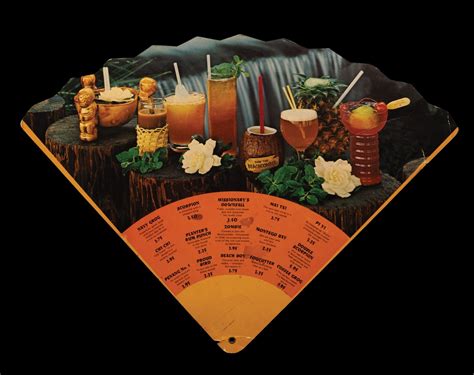 DON THE BEACHCOMBER COCKTAIL FAN MENU - DIE CUT with Solid handle.