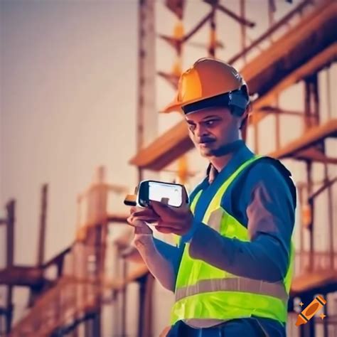 Construction worker using augmented reality on Craiyon