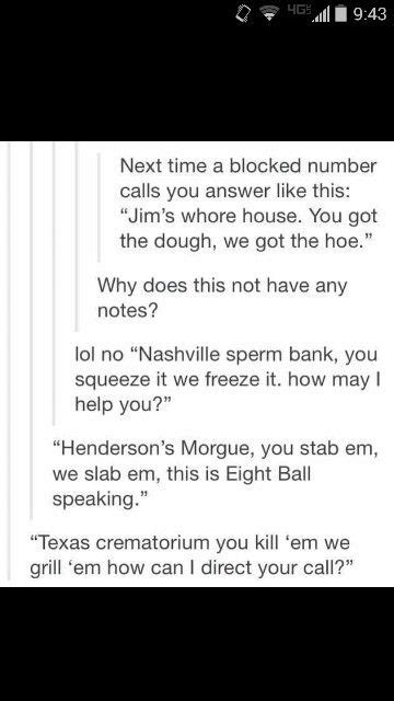 Funny ways to answer the phone | Funny numbers to call, Phone humor, Funny numbers