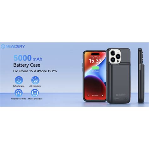 NEWDERY iPhone 15 and iPhone 15 Pro Battery Case 5000mAh – Black | Aus Power Banks