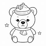 Teddy Bear Wearing A Hat And Scarf Coloring Page Outline Sketch Drawing  sketch template