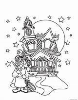 Witch And Haunted House coloring Page  Download Print Or Color Online sketch template