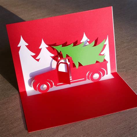 Christmas truck pop up card template Pop Up Christmas Cards, Christmas Card Crafts, 3d Christmas ...