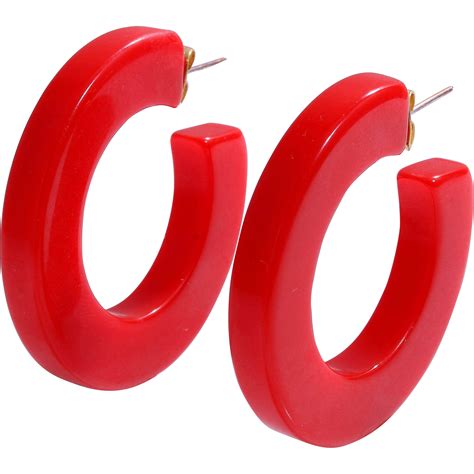 Pierced Red Bakelite Loop Earrings | How to clean earrings, Loop earrings, Bakelite jewelry