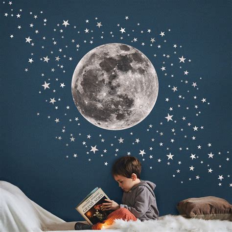 Moon And Stars Fabric Wall Sticker By One Trick Pony