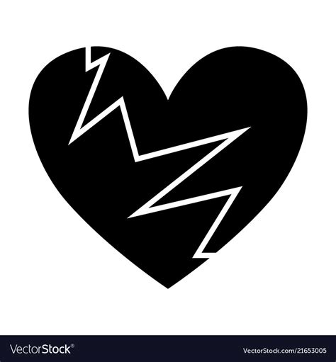 Broken black heart icon heartbreak Royalty Free Vector Image