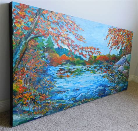 Autumn Pond 48x24 Inches Original Acrylic Painting Large - Etsy